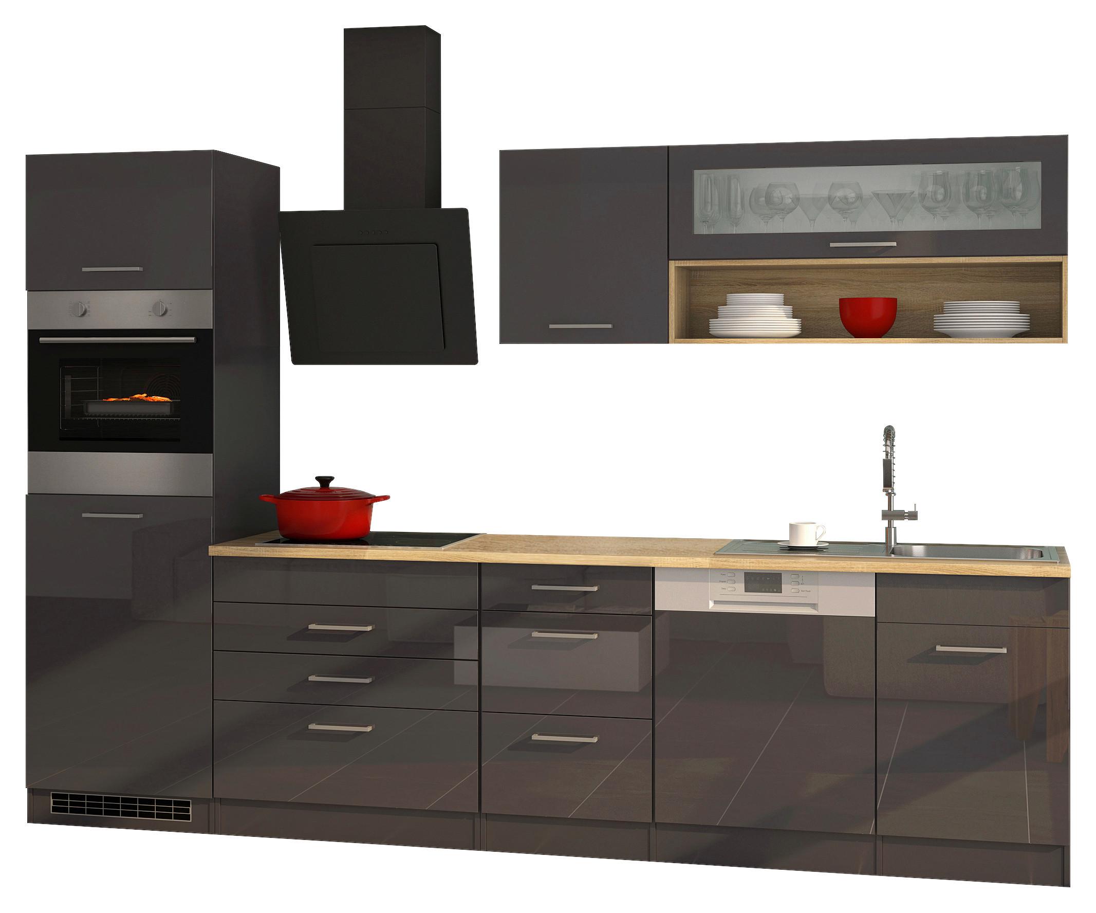Küchenleerblock Mailand Graphitfarben B: 300cm - Graphitfarben/Sonoma Eiche, MODERN, Holzwerkstoff (300cm) - Held