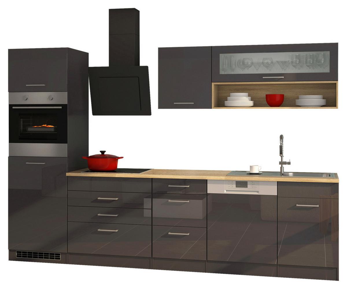 Küchenleerblock Mailand Graphitfarben B: 300cm - Graphitfarben/Sonoma Eiche, MODERN, Holzwerkstoff (300cm) - Held
