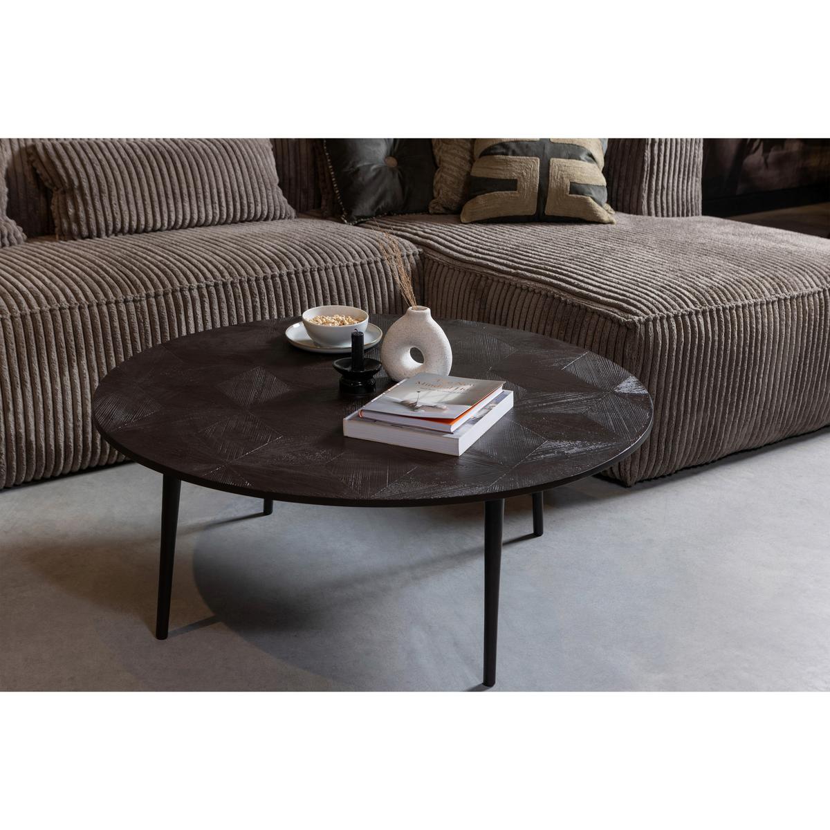 Ecksofa Bean Cognac S: 305x175cm - Cognac/Schwarz, Design, Leder/Textil (305/175cm) - Livetastic