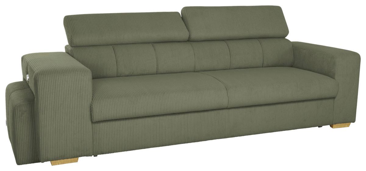 3-SitzerSofa m. Schlaffunktion Sirius S olivgrün, B: 251cm - Schwarz/Olivgrün, KONVENTIONELL, Holz/Holzwerkstoff (251/96/100cm)
