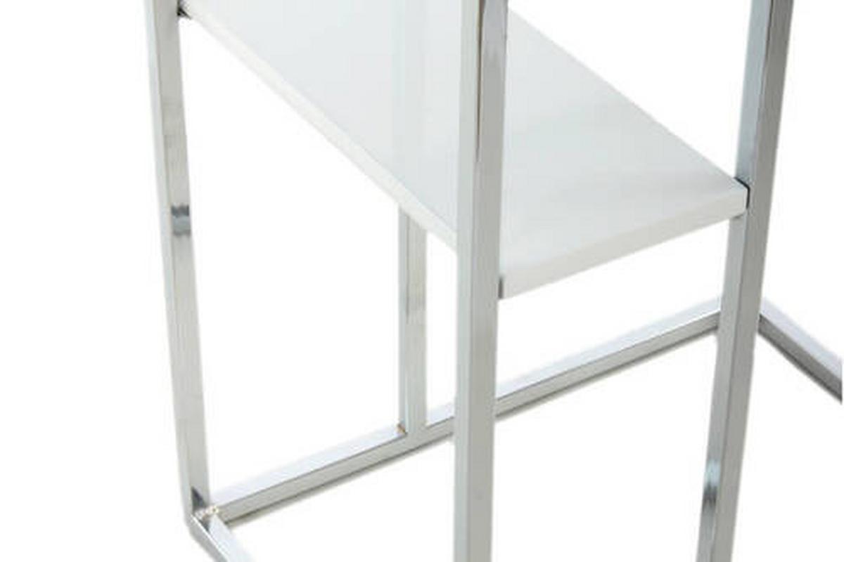Beistelltisch mit Ablagefach Lucilla, Weiß/Silber - Silberfarben/Weiß, MODERN, Metall (48/35/62cm) - Kayoom