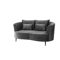 2-Sitzer-Sofa Grau Velours, Rücken Echt B: 179 cm - Schwarz/Grau, MODERN, Textil (179/85/101cm) - Livetastic