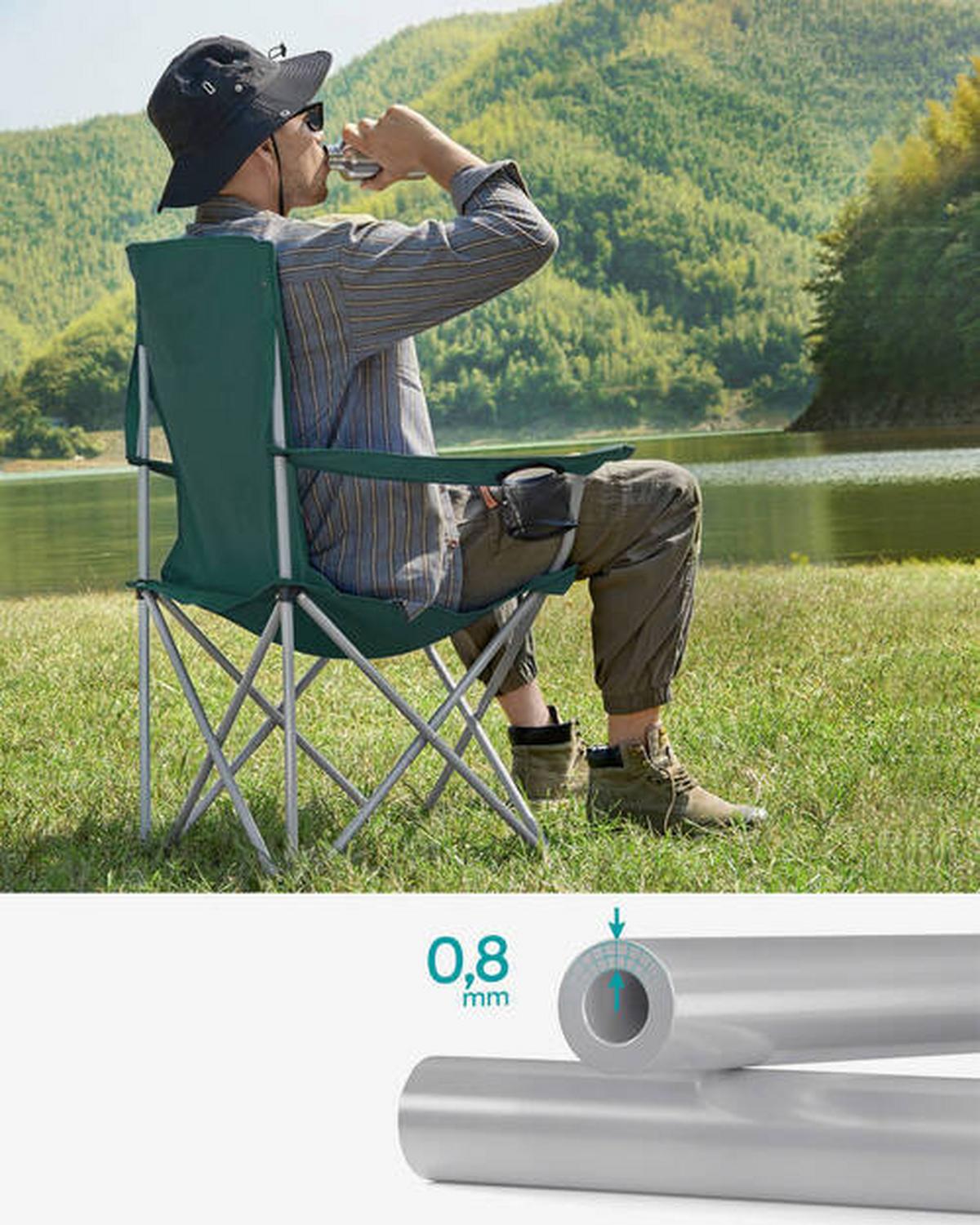 Campingsessel 2-Tlg. Set, inkl. Tragetasche, B: 86 cm - Dunkelgrün/Silberfarben, Basics, Textil/Metall (86/97/54cm) - Modante