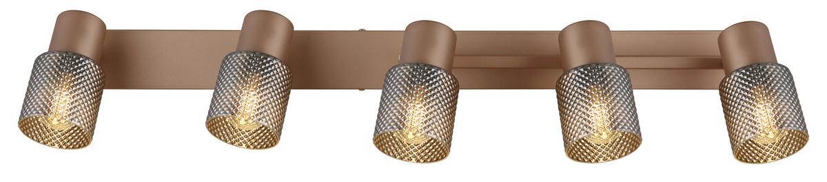 Strahler Exkl. 5xe14, 40w - Schwarzchrom/Braun, LIFESTYLE, Glas/Metall (85/49,5/12cm) - Globo