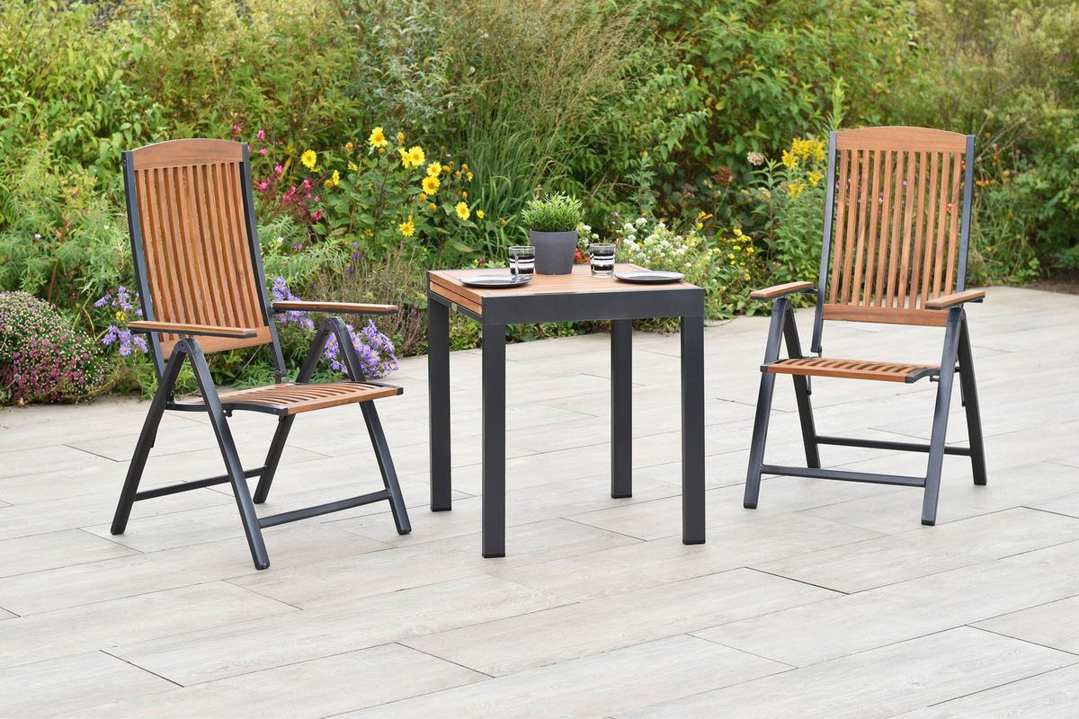 Gartenset Athos - Graphitfarben/Naturfarben, MODERN, Holz/Metall - Gardenson