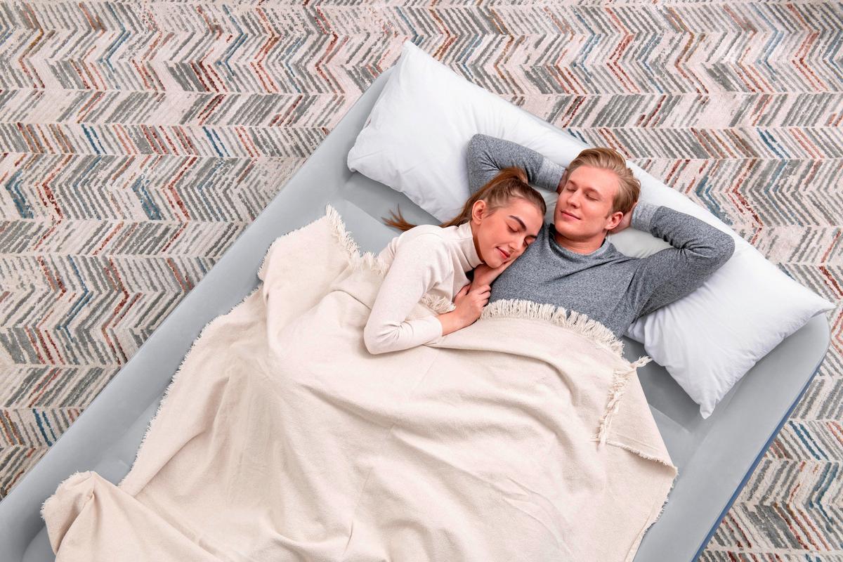 Luftbett Katharina 203x152x51 cm Bis 300kg, inkl. Pumpe - Dunkelblau/Grau, KONVENTIONELL, Kunststoff/Metall (203/152/51cm) - Bestway