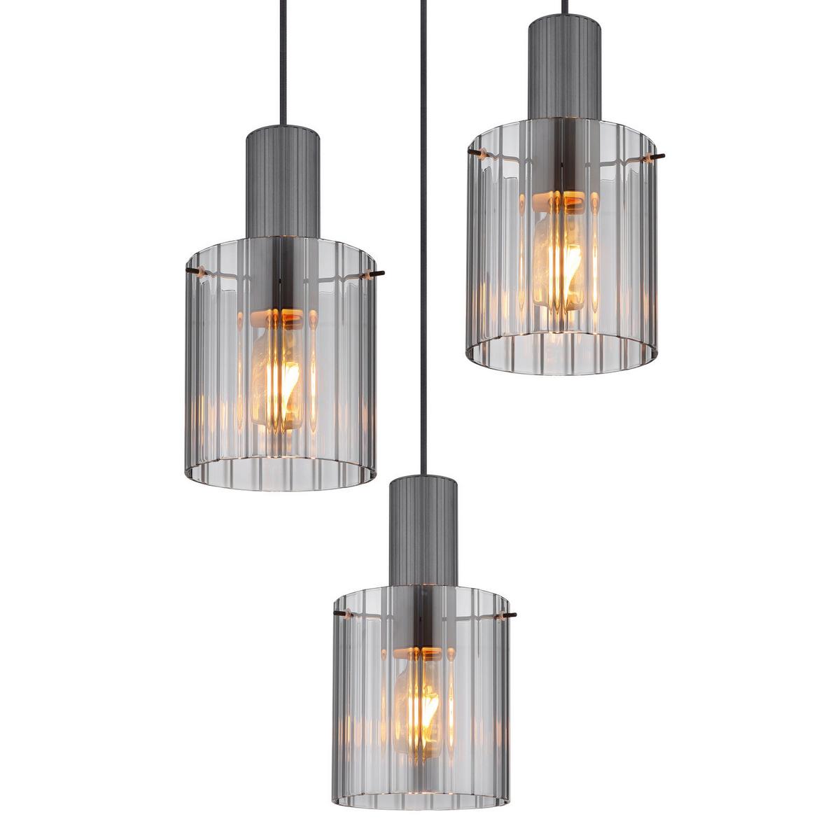 Függőlámpa 15904-3hr - sötétszürke, Design, Üveg/fém (48/150cm) - Globo