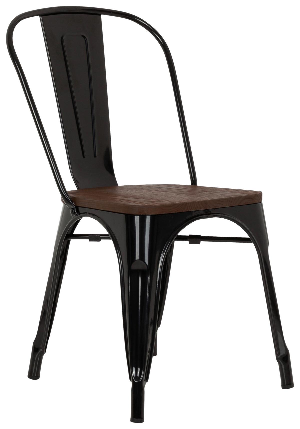Stuhl Vantaggio Comfort W Stapelbar Schwarz/dunkelbraun - Dunkelbraun/Schwarz, Basics, Holz/Metall (44/84/54cm) - MID.YOU