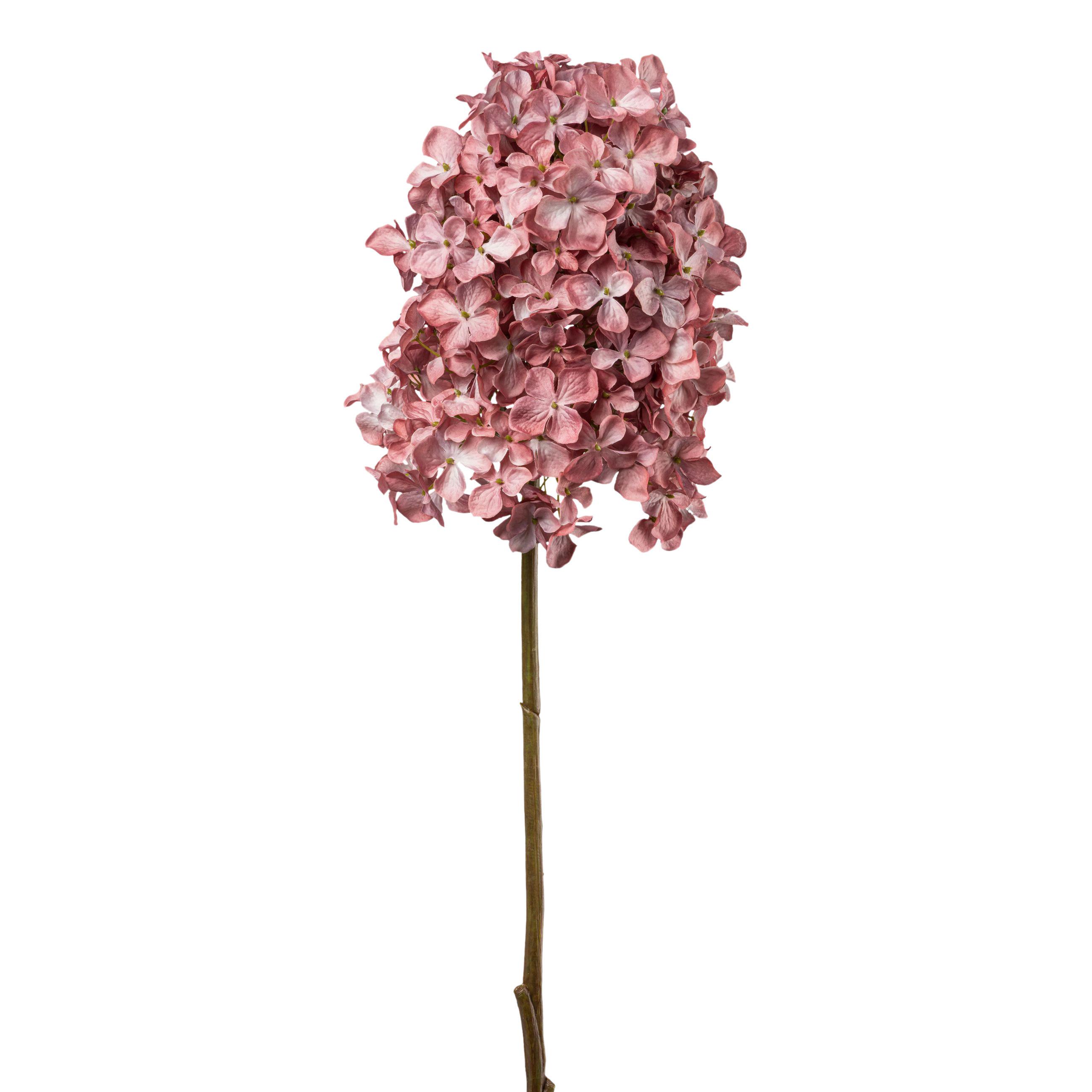 UMĚLÁ KVĚTINA HORTENSIE I -PAZ- - starorůžová/hnědá, Konvenční, plast (83cm) - Modern Living