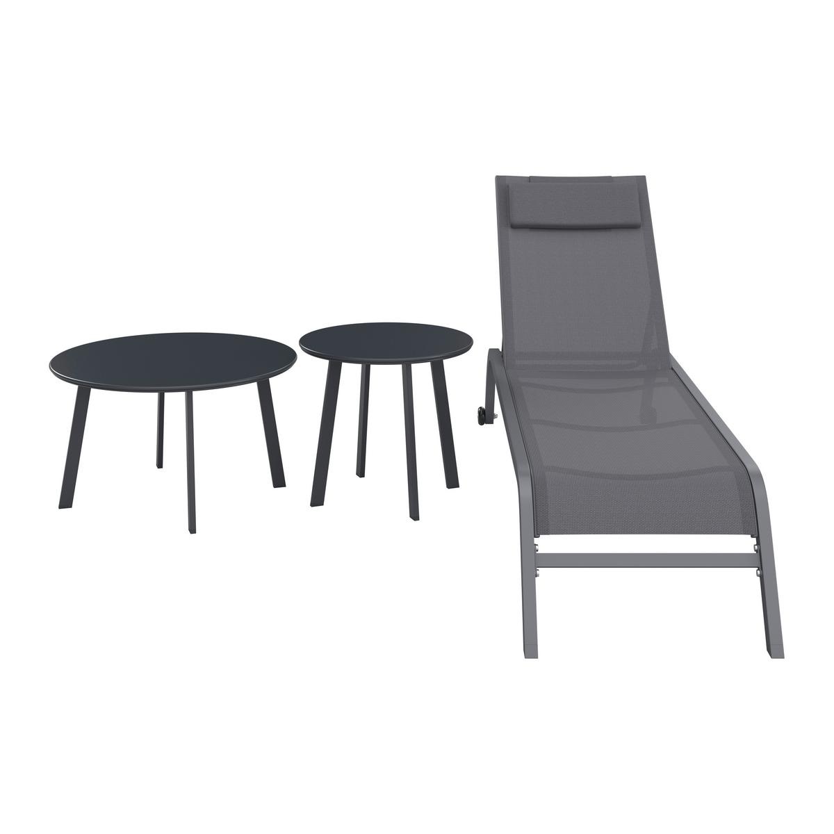Gartenbeistelltisch Amelia - Schwarz, MODERN, Metall (70/50/40/45/70/50cm) - Luca Bessoni