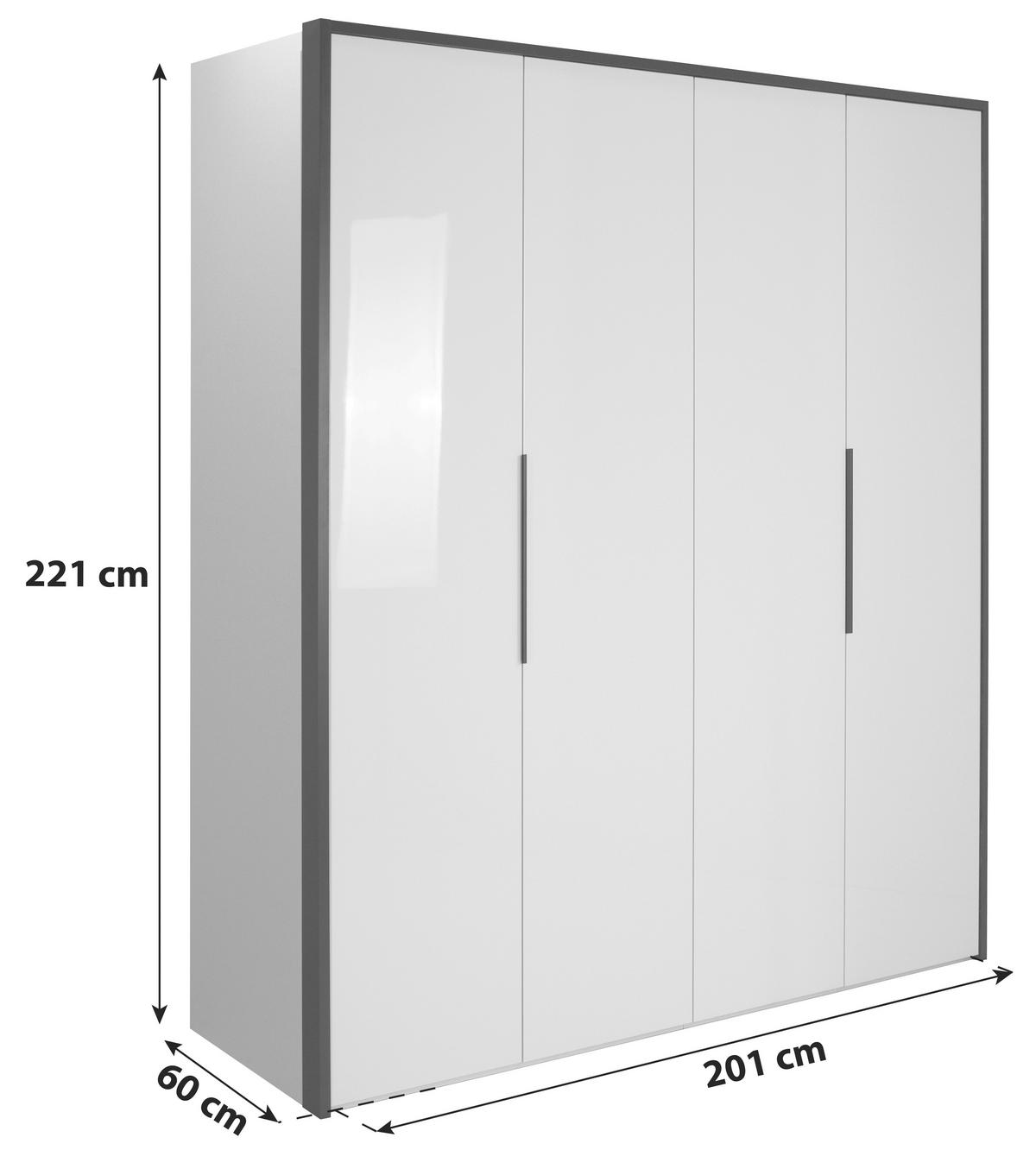 Drehtürenschrank Lucca - Weiß, MODERN, Holzwerkstoff (201/221/60cm)