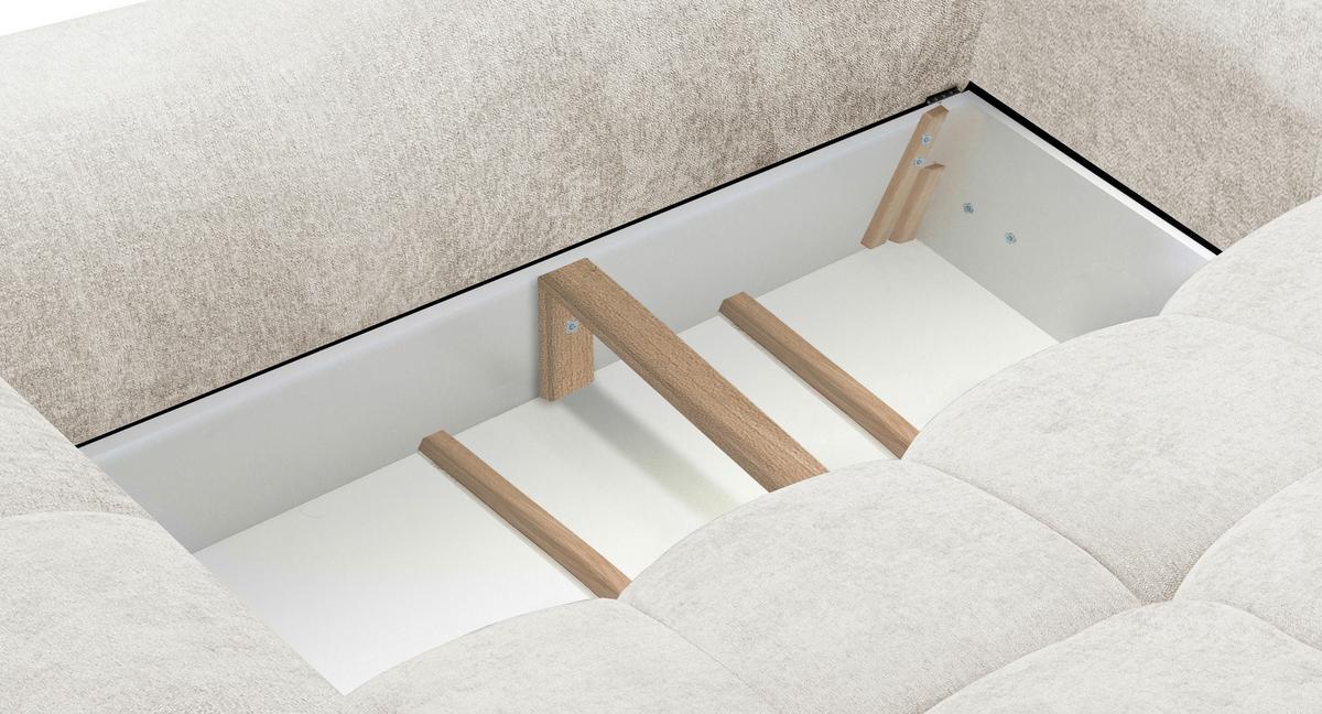 Schlafsofa Alessano Champagner, B: 254cm - Champagner/Beige, MODERN, Holzwerkstoff/Kunststoff (254/69-93/116cm) - MID.YOU