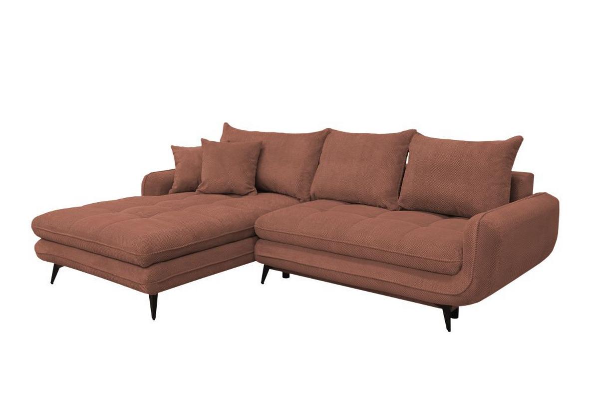 Rohová sedačka WAVE, ľavá, staroružová - čierna/staroružová, Modern, kov/textil (189/266cm)