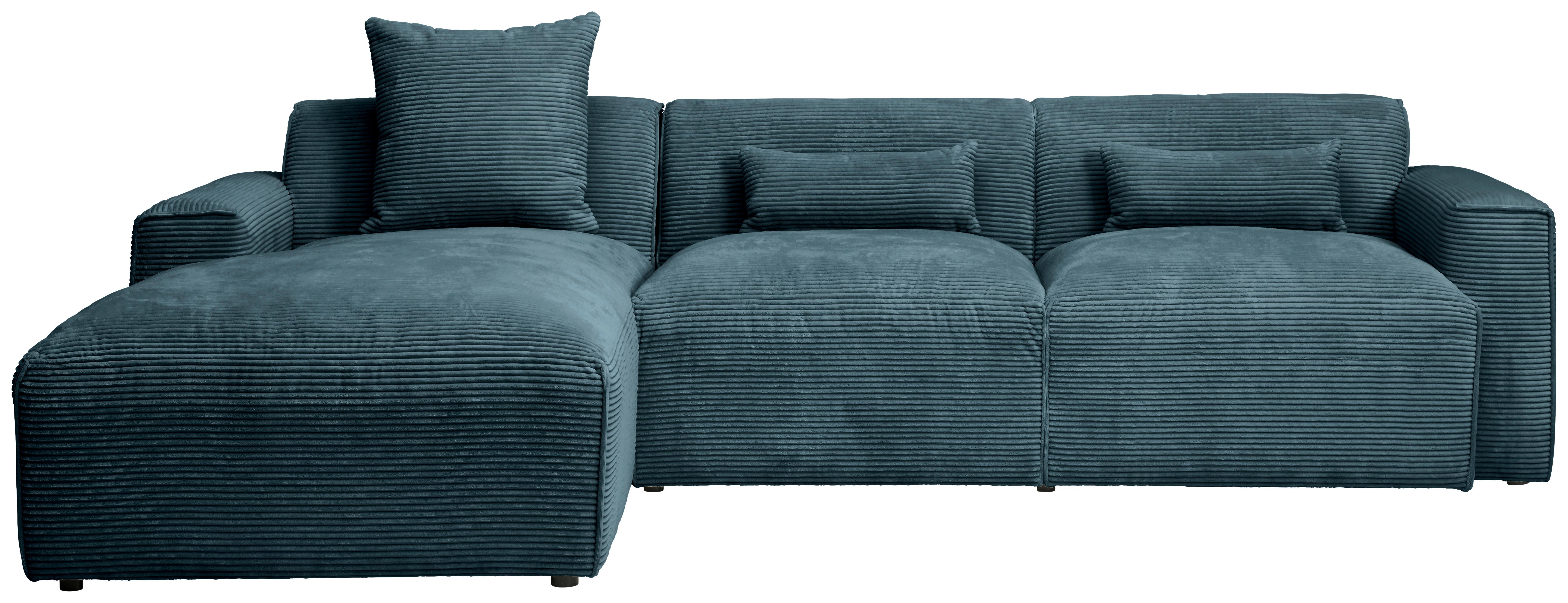 Ecksofa Pearl - Petrol/Schwarz, Design, Textil (196/303cm) - Livetastic