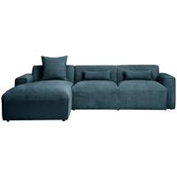 Ecksofa Pearl - Petrol/Schwarz, Design, Textil (196/303cm) - Livetastic