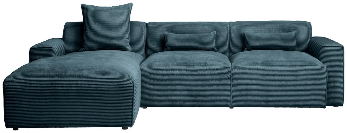 Ecksofa Pearl - Petrol/Schwarz, Design, Textil (196/303cm) - Livetastic