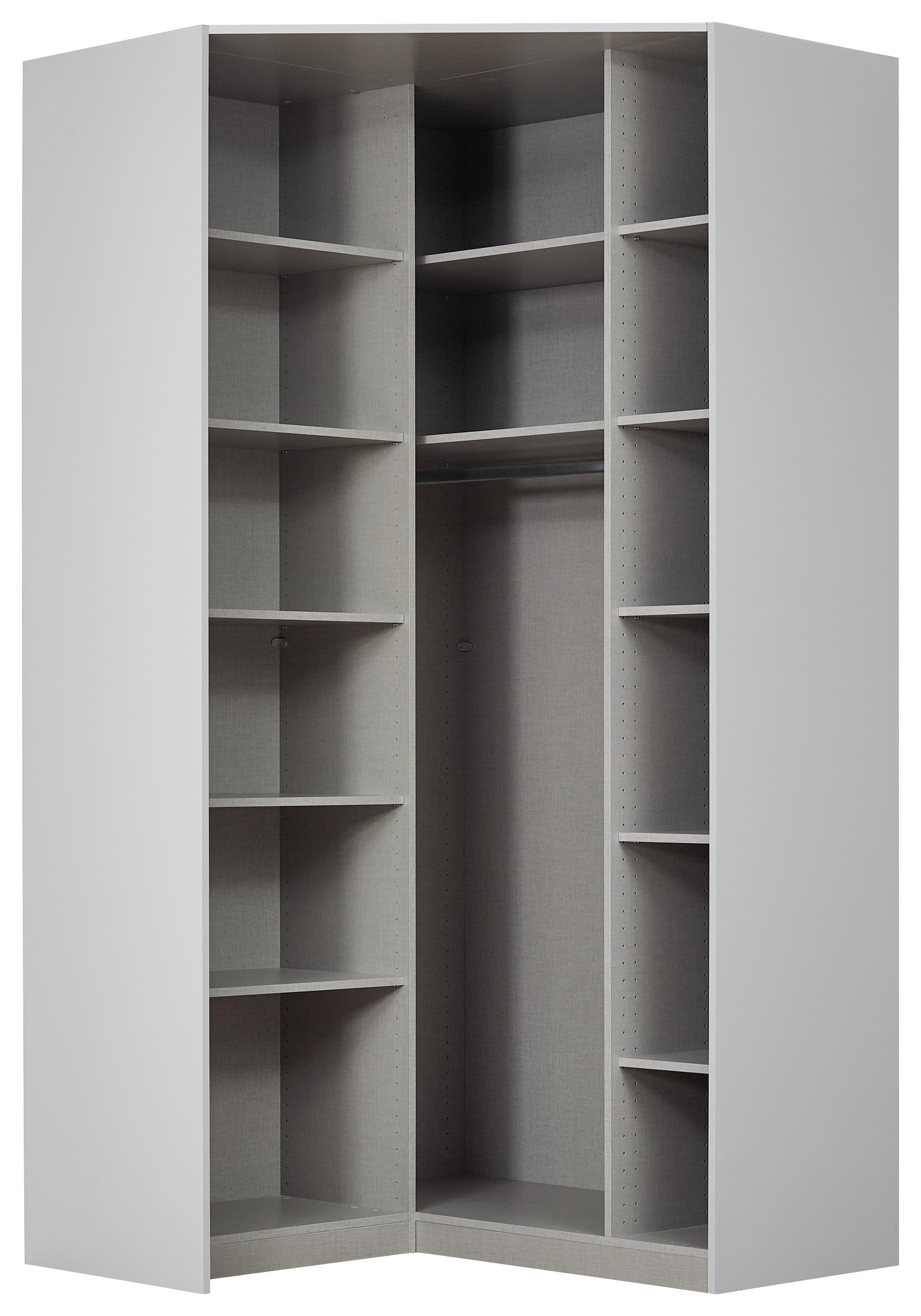 Rohová Šatní Skříň Alabama - světle šedá/barvy hliníku, Moderní, kompozitní dřevo (117/229/117cm)