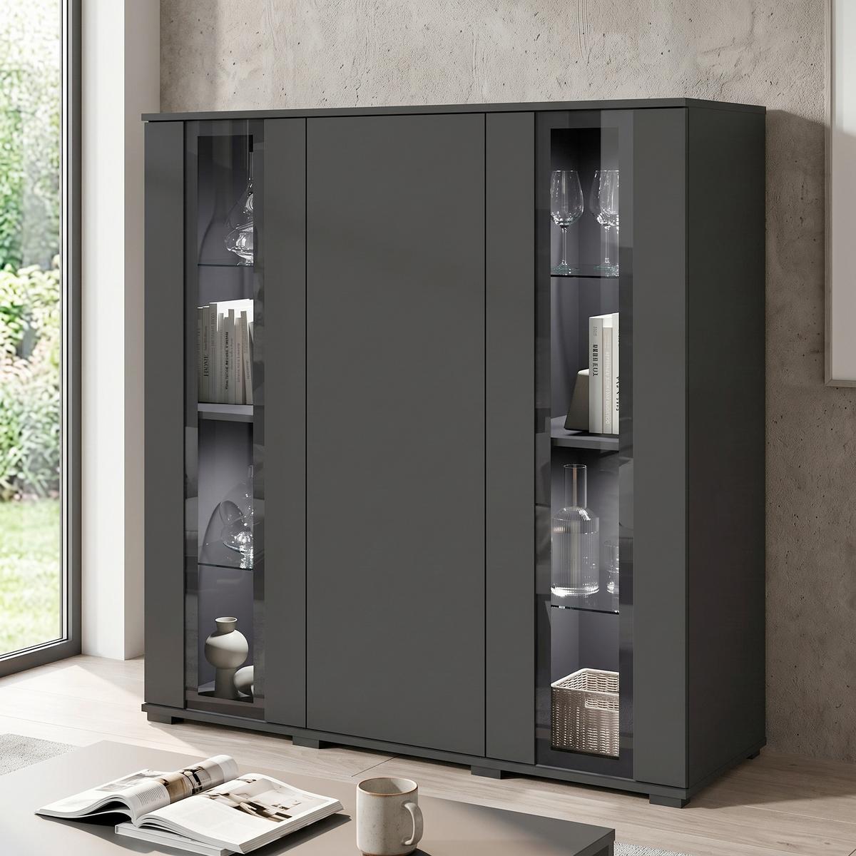 VYSOKÁ KOMODA CARO 120 - čierna, Design, kompozitné drevo/plast (120/121,9/39,5cm) - Livetastic
