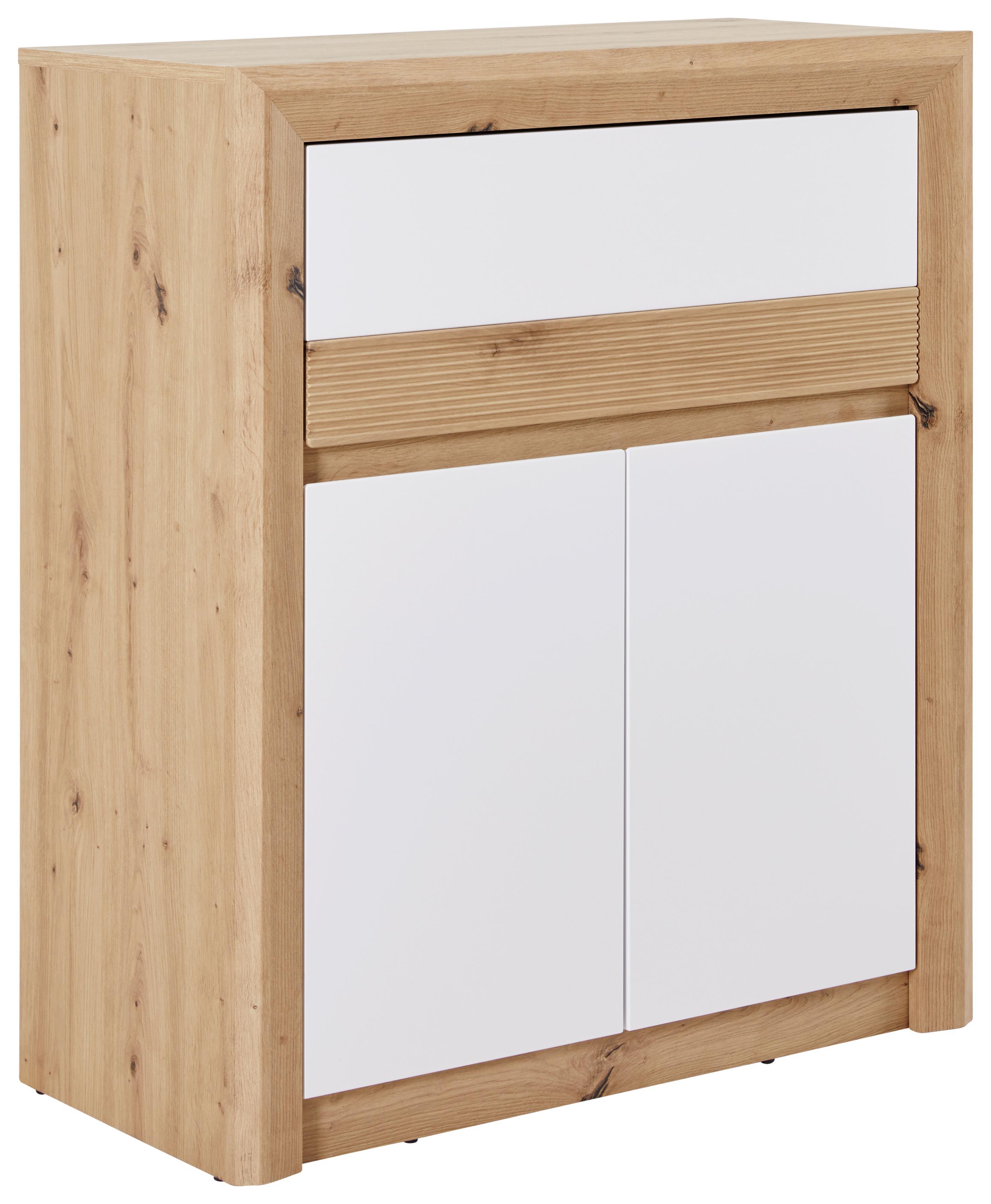 Komód Kashmir New - Tölgyfa/Fehér, modern (84/98/41cm) - James Wood