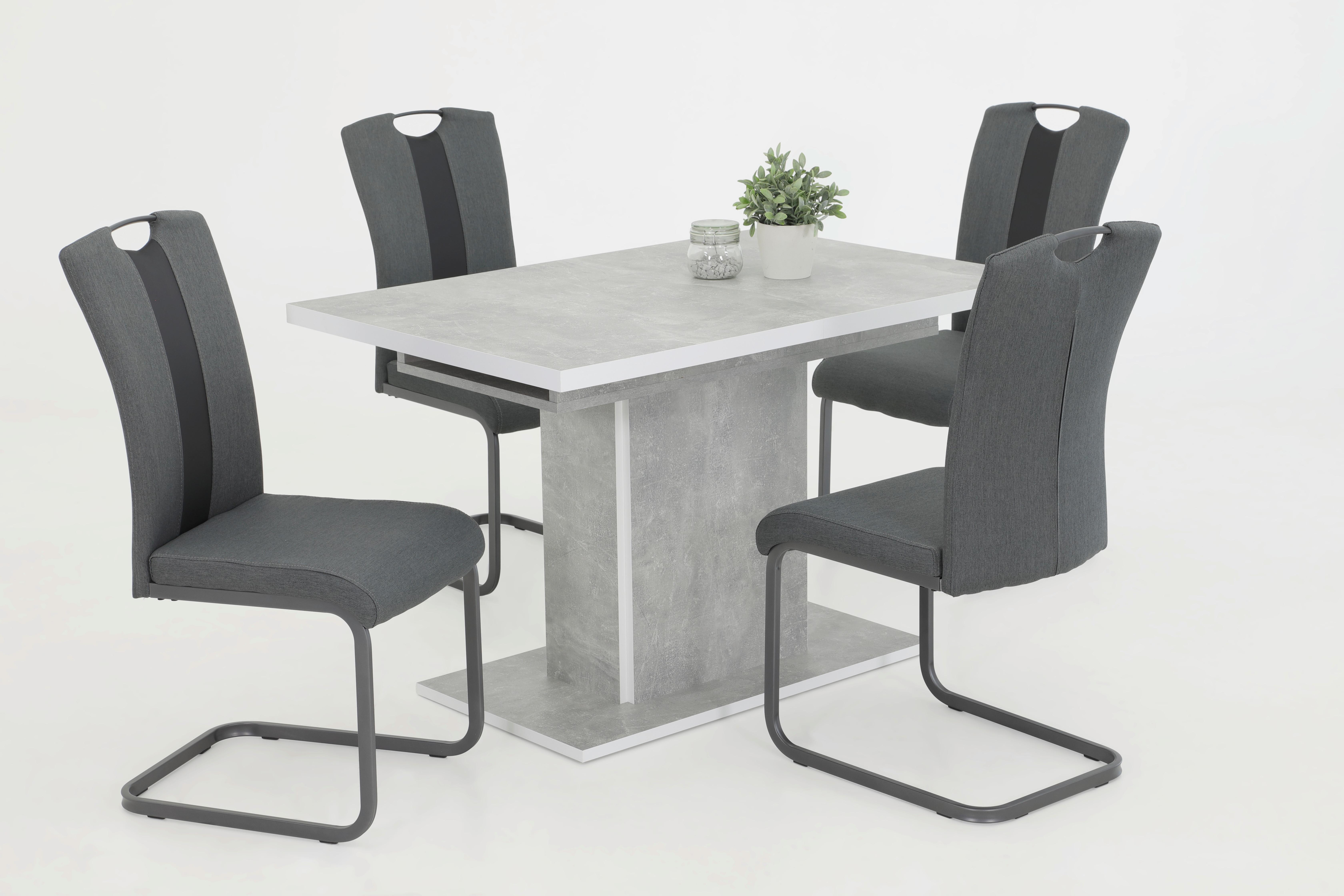 Tischgruppe Donau I G - Anthrazit/Grau, MODERN, Holzwerkstoff/Textil (120 - 160/76/80cm) - MID.YOU