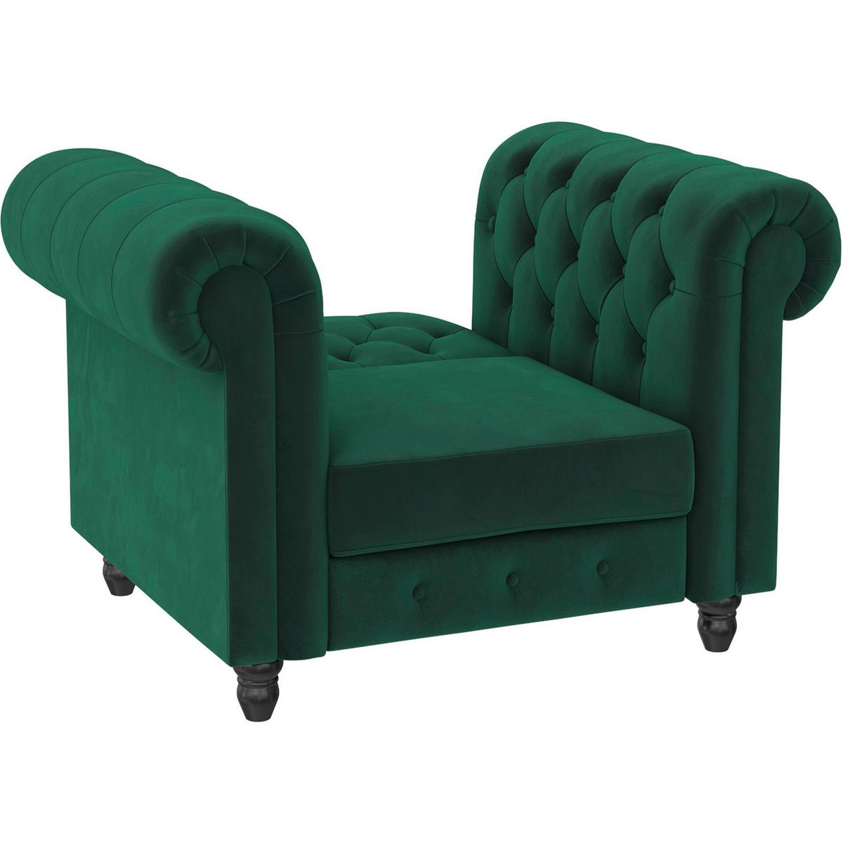 Sessel Firenze Dunkelgrün, Relaxfunktion - Dunkelgrün/Schwarz, Basics, Textil (111/83/87cm) - Livetastic