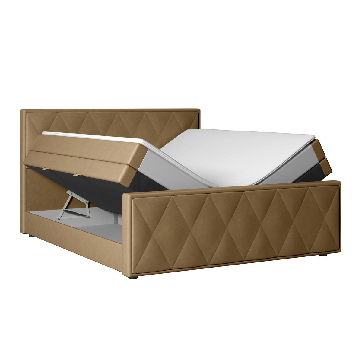 Boxspringbett mit Bettkasten Porto 180x200 cm Beige - Beige/Schwarz, MODERN, Holz/Kunststoff (180/200cm) - MID.YOU