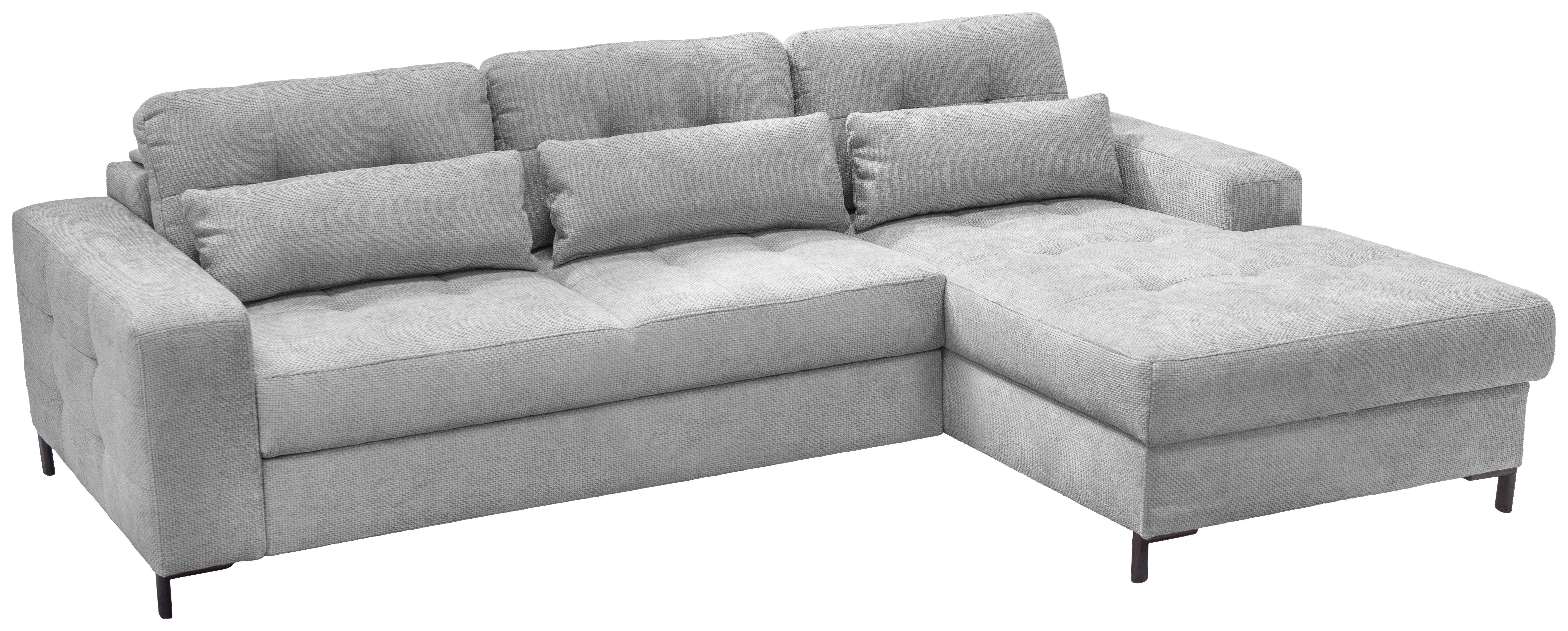 Ecksofa Bonito, Hellgrau Schenkel: 255x176 cm - Hellgrau/Schwarz, Design, Textil (260/176cm) - Livetastic