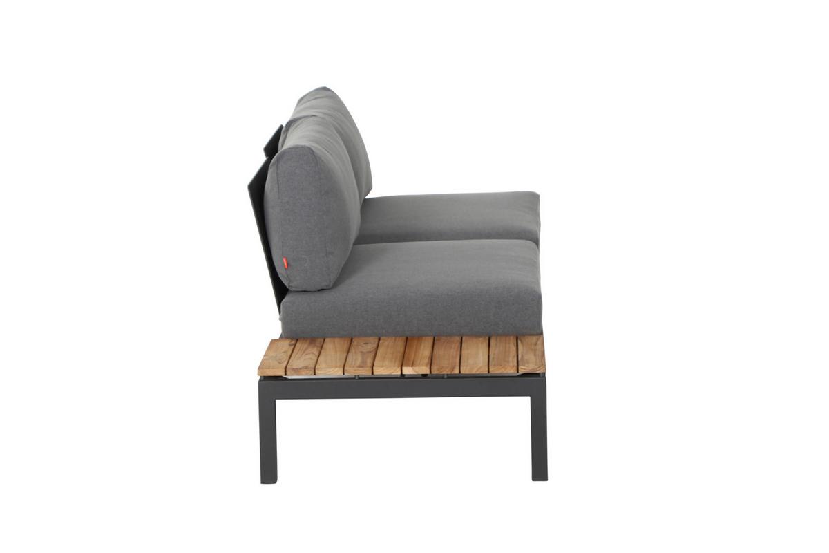 Loungegarnitur 4-Tlg Teakholz/Metall mit Kissen - Anthrazit/Grau, KONVENTIONELL, Holz/Textil (252/84/252cm) - Siena Garden