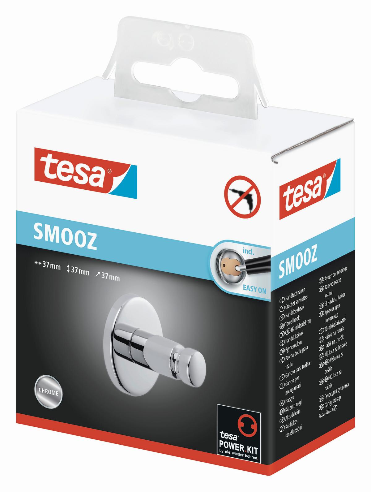 Handtuchhaken Smooz Chromfarben B: 1 cm - Chromfarben, Trend, Metall (3,7/3,7/3,7cm) - Tesa