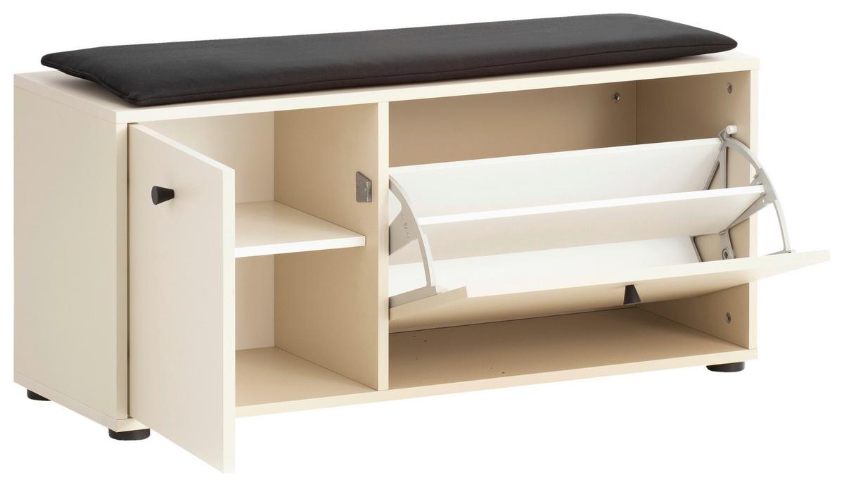 Garderobenbank Lovund, Beige 98,4 Cm - Beige/Schwarz, Design, Holzwerkstoff (98,4/47,2/33cm) - MID.YOU