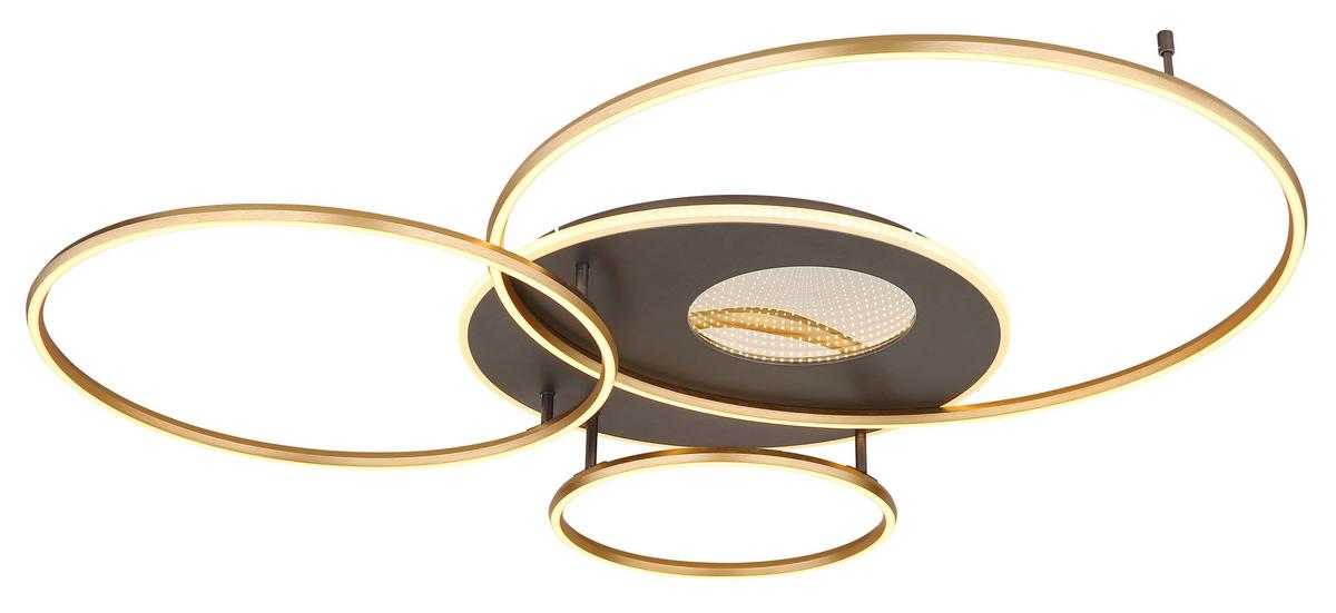 LED-Deckenleuchte Invertina Anthrazit Opal Goldfarben - Anthrazit/Goldfarben, Design, Kunststoff/Metall (126,4/105,3/13cm) - Globo