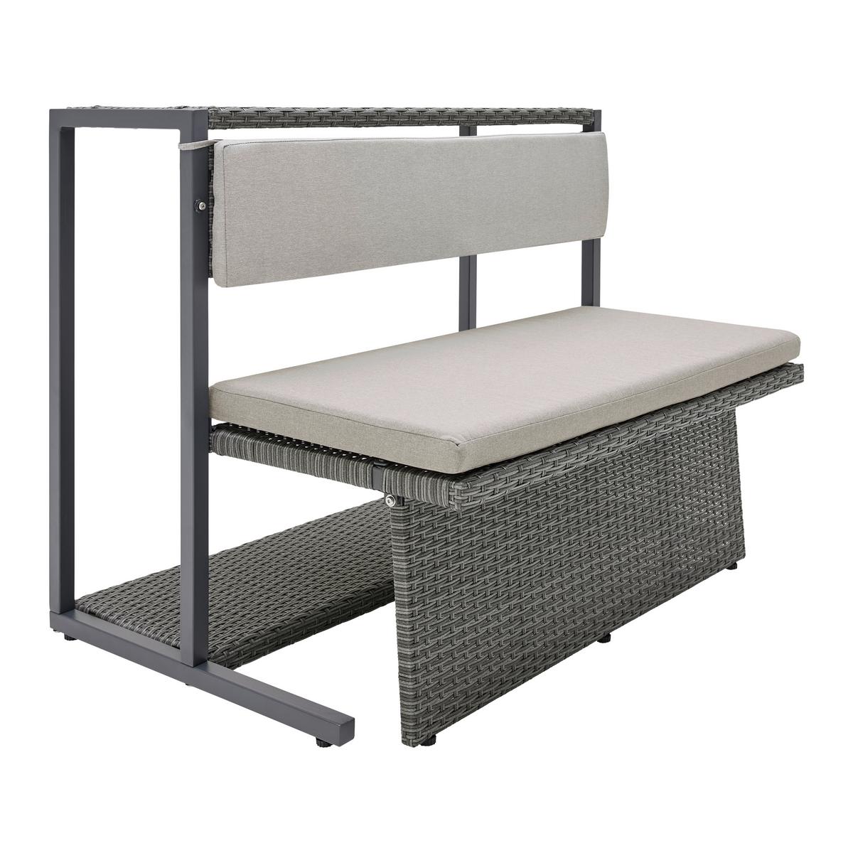 Sada na balkon MARIO šedá/tm.šedá - šedá/světle šedá, Moderní, kov/textil (110/86,5/80cm) - Bessagi Garden