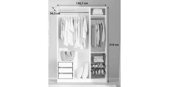 Offener Kleiderschrank 137 cm Unit Weiß - Weiß, MODERN, Holzwerkstoff (136,7/210/56,5cm) - Ondega