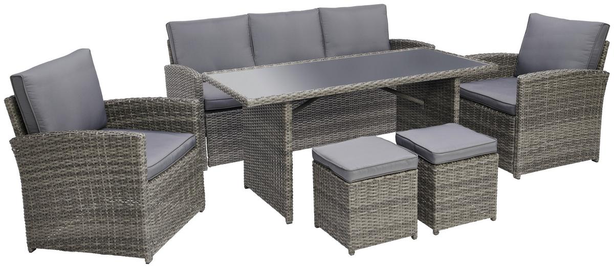 Lounge Garnitúra Malta - sötétszürke/szürke, Modern, műanyag/Üveg (145/68/70cm) - Beldano