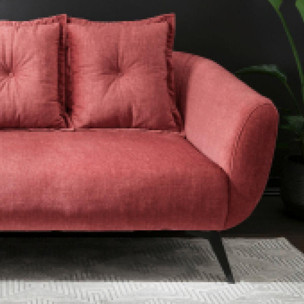 2,5-Sitzer-Sofa Baggio mit Kissen Koralle - Koralle/Schwarz, MODERN, Holz/Textil (196/94/103cm) - Livetastic