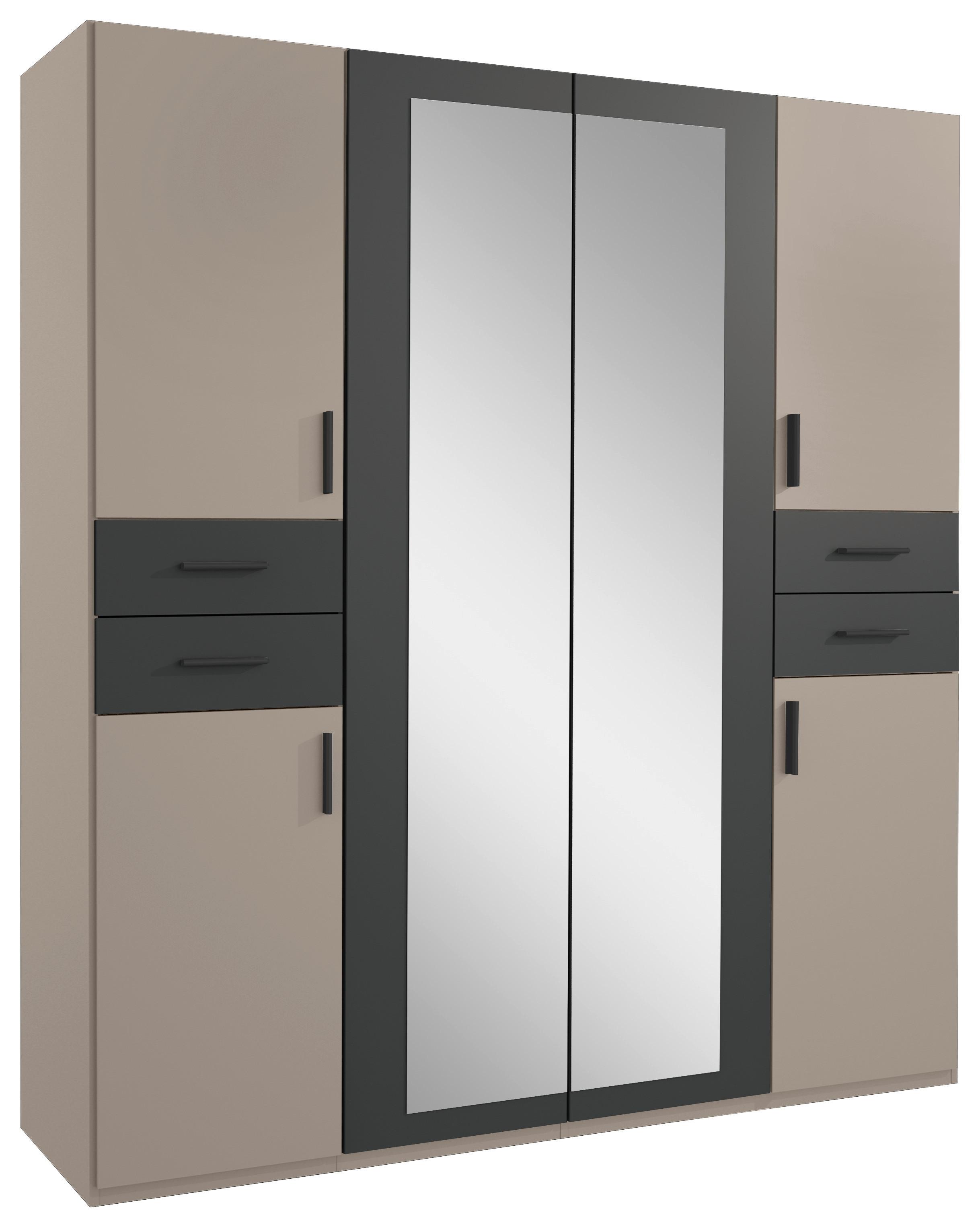 Drehtürenschrank Vegas Sahara/Graphit/Grau B: 180 cm - Graphitfarben/Grau, Basics, Glas/Holzwerkstoff (180/208/58cm) - MID.YOU