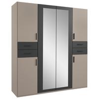 Drehtürenschrank Vegas Sahara/Graphit/Grau B: 180 cm - Graphitfarben/Grau, Basics, Glas/Holzwerkstoff (180/208/58cm) - MID.YOU