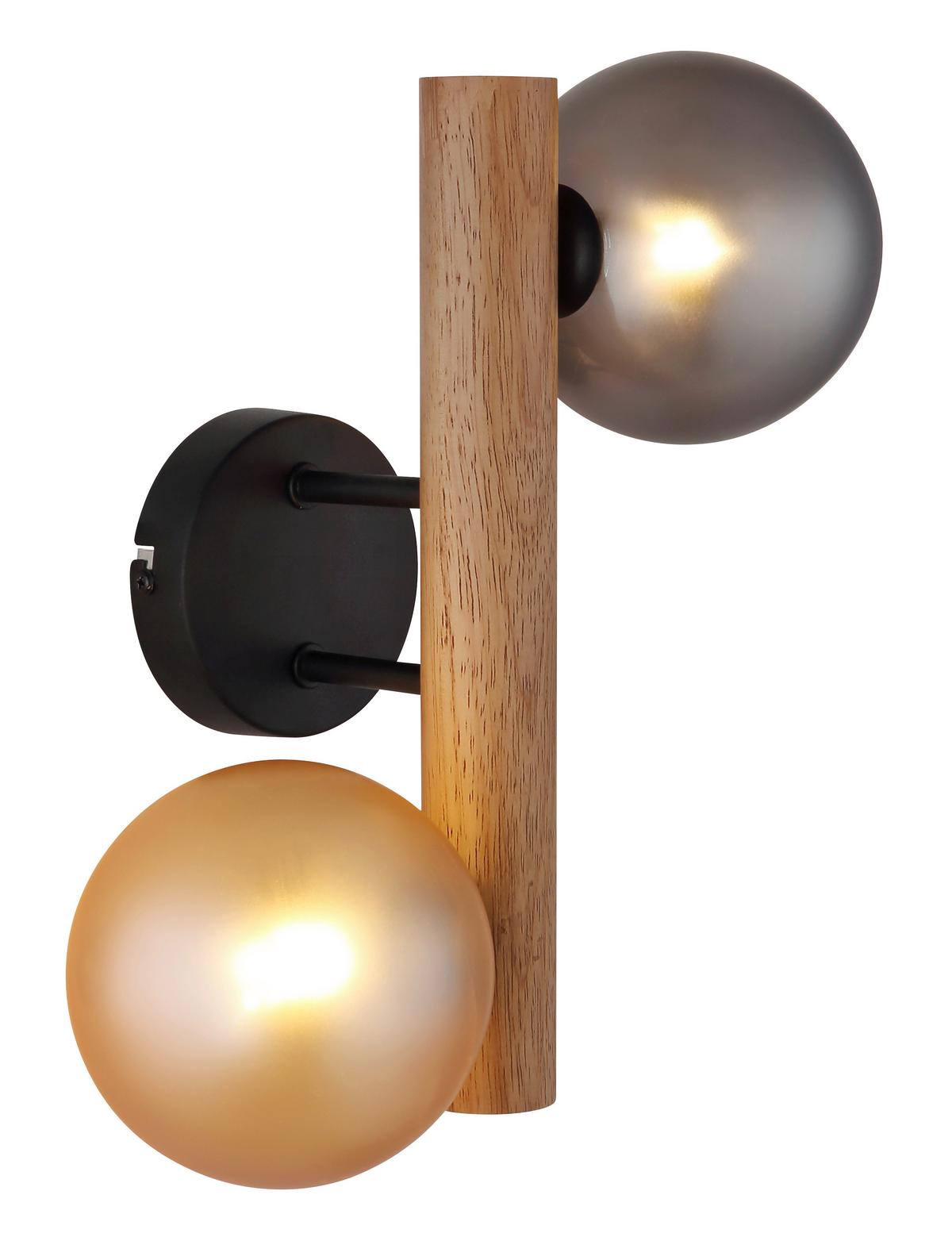 WANDLEUCHTE Exkl. 2xG9 5W - Dunkelbraun/Schwarz, Basics, Glas/Holz (16,5/32cm) - Globo