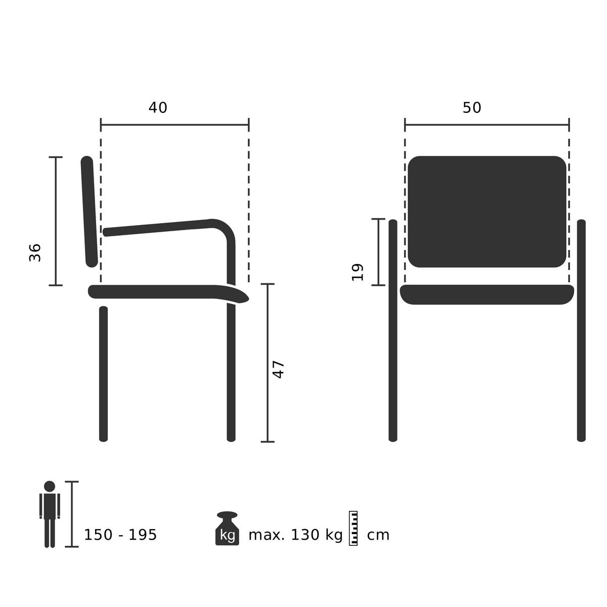 Besucherstuhl Zanta B Pu - Schwarz, Basics, Textil/Metall (58/79/55cm) - MID.YOU