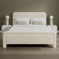 Čalouněná postel XIRELIA 160x200 cm, slonovinová - barvy dubu/slonovinová, Moderní, kov/dřevo (160/200cm) - Bessagi Home