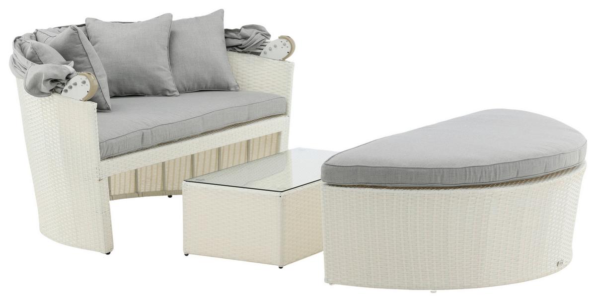 Sonneninsel Padova - Weiß, KONVENTIONELL, Kunststoff (153/72/76cm) - Gardenson