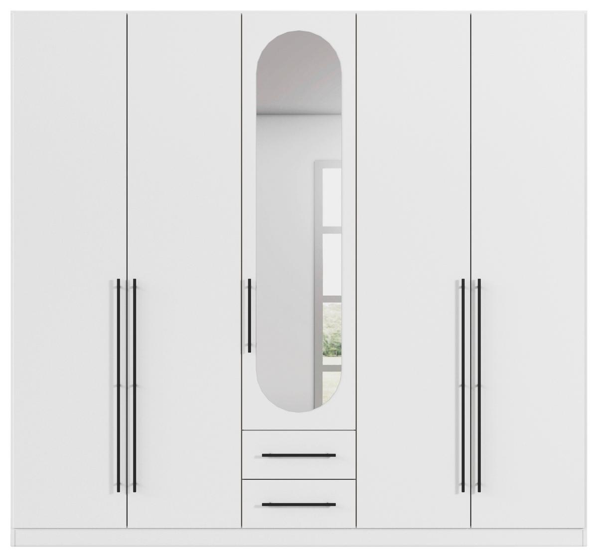 ŠATNÍ SKŘÍŇ S OTOČNÝMI DVEŘMI VELORA, šířka 226 cm - bílá/černá, Konvenční, kov/kompozitní dřevo (226/210/54cm) - Mömax