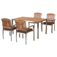 Gartenset Keros - Silberfarben/Naturfarben, MODERN, Holz/Textil - Gardenson