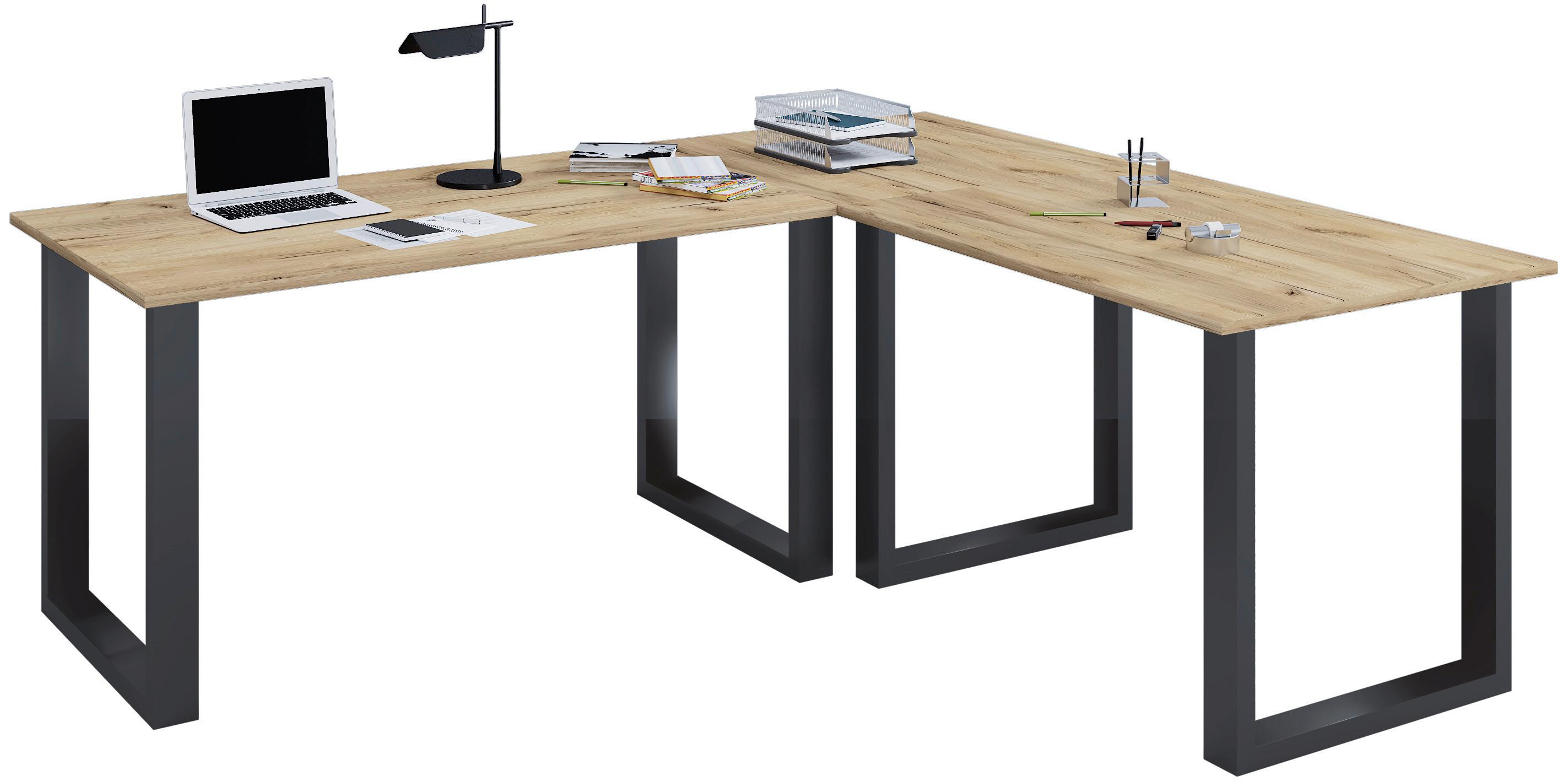 Eckschreibtisch Lona Schwarz/Eiche D. L: 220 cm