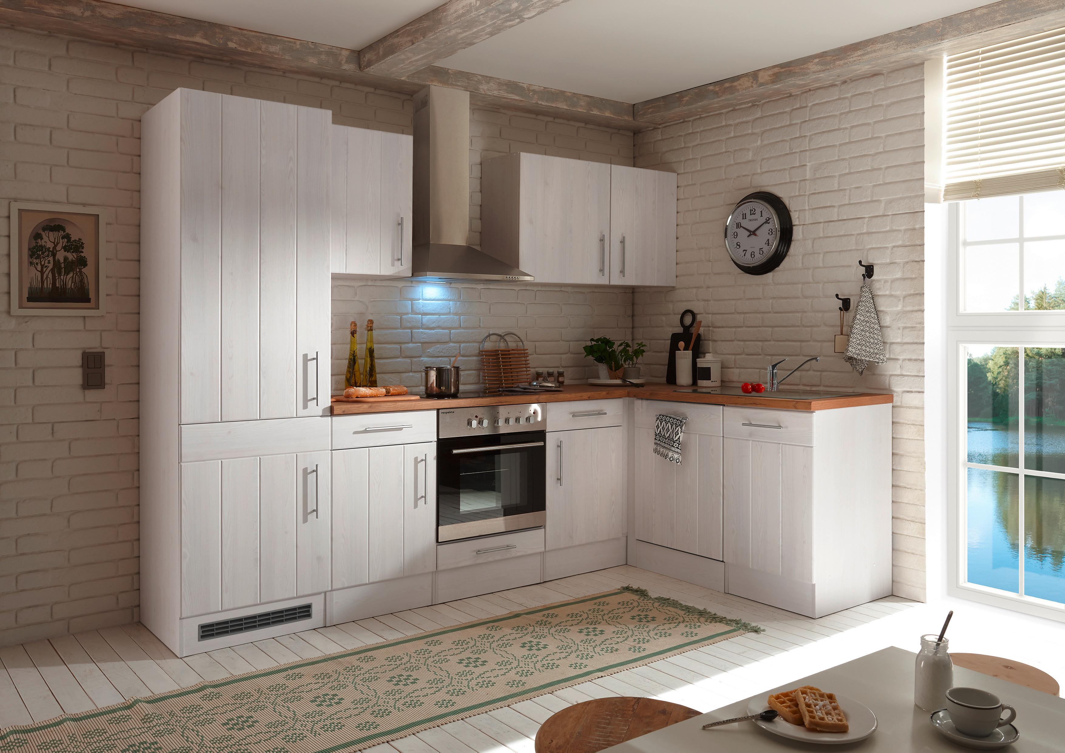 Eck Küchenzeile L Form Winkelküche ohne Geräte Einbauküche 280 x 170 cm buche 