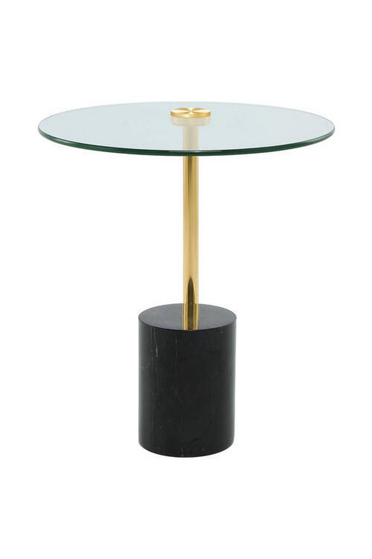 Beistelltisch Mit Glasplatte Rund Rosario, Gold/schwarz - Goldfarben/Schwarz, MODERN, Glas/Stein (44/44/50cm) - Kayoom