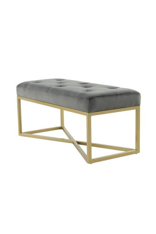 Garderobenbank Cameron 125 B: 90 cm Gepolstert Grau/Gold - Goldfarben/Grau, Basics, Holzwerkstoff/Kunststoff (90/40/40cm) - Kayoom