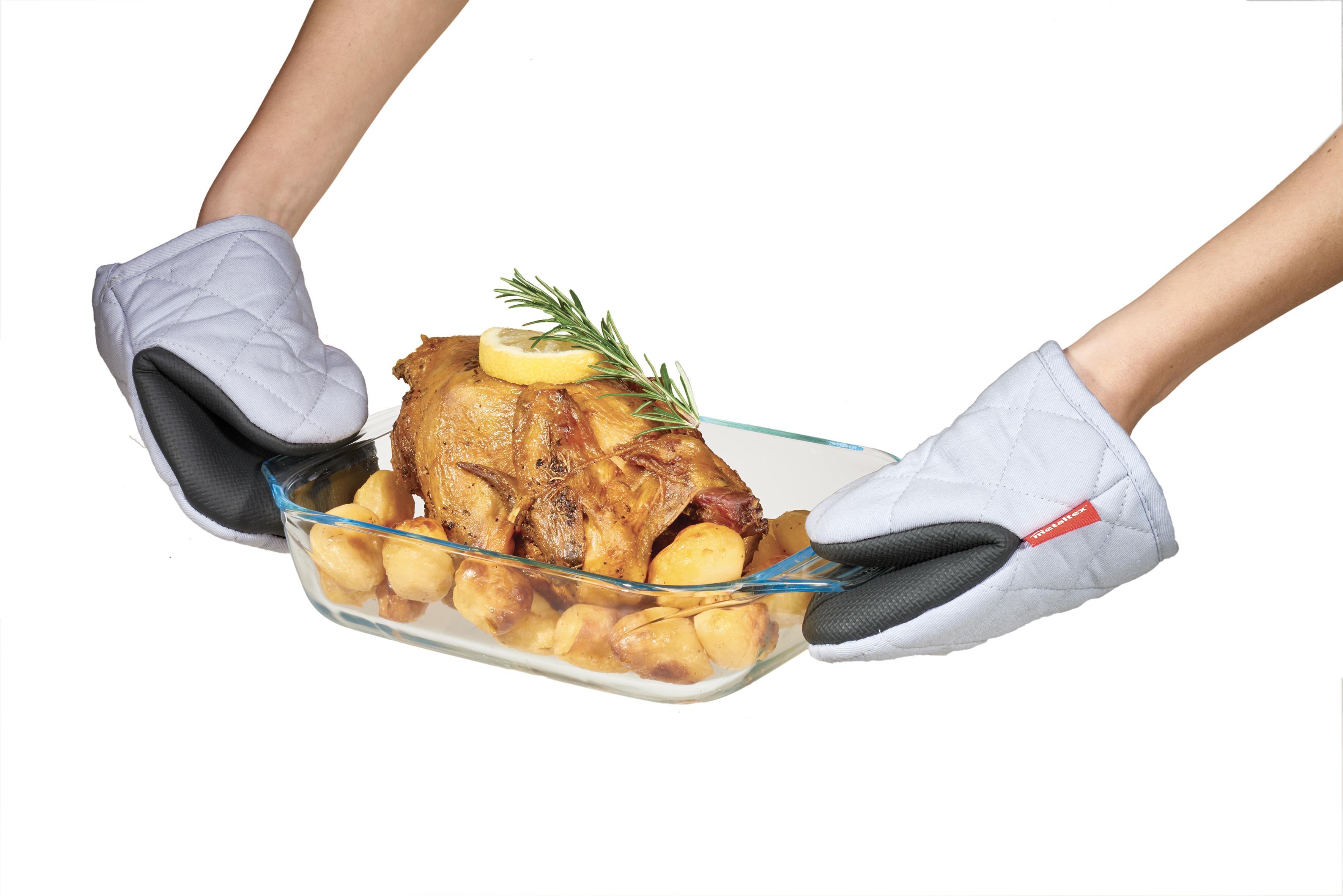 Ofenhandschuh Mark, 2er Set Bht: 14,5x16x4,3 Cm - Schwarz/Grau, Basics, Textil (14,5/16/4,3cm) - Metaltex
