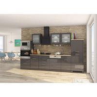 Küchenleerblock Mailand Graphitfarben B: 340cm - Graphitfarben/Sonoma Eiche, MODERN, Glas/Holzwerkstoff (340cm) - Held
