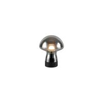 Akku-Tischleuchte Dooley Schwarz D: 14 cm - Schwarz, LIFESTYLE, Glas/Metall (14/18cm)